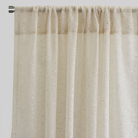 Polak Sheer Polyester Fabric - Sequins, Ivory, 54X84, 54X96, Rod Pocket (Set Of 2)