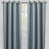 Raider Linen Blend Curtain Fabric - Solid Textured Chevron Pattern, Spa, 54" X 96" (2 Panels)