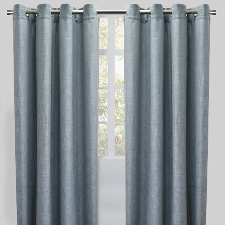 Raider Linen Blend Curtain Fabric - Solid Textured Chevron Pattern, Spa, 54" X 96" (2 Panels)