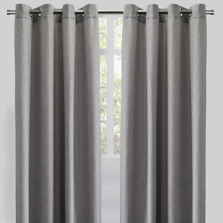 Raider Linen Blend Curtain Fabric - Solid Textured Chevron Pattern, Spa, 54" X 96" (2 Panels)