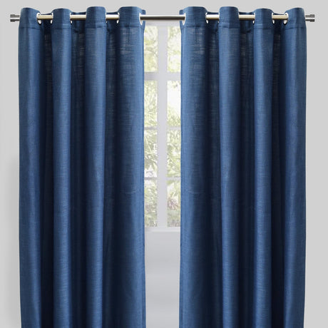 Raider Linen Blend Curtain Fabric - Solid Textured Chevron Pattern, Spa, 54" X 96" (2 Panels)