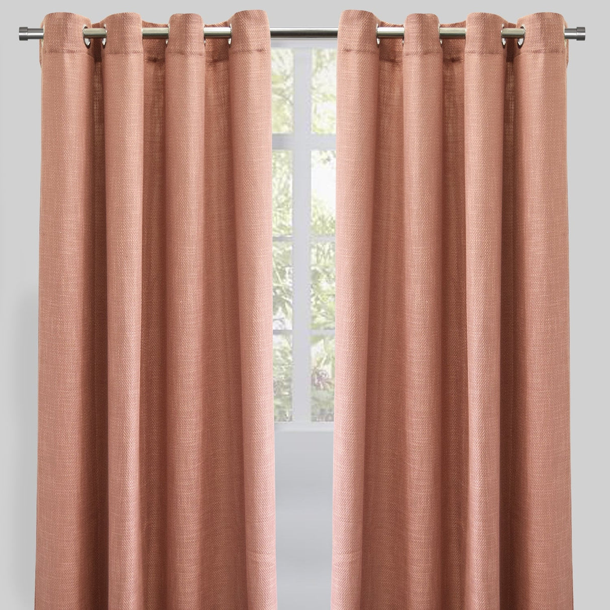 Raider Linen Blend Curtain Fabric - Solid Textured Chevron Pattern, Spa, 54" X 96" (2 Panels)