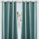 Raider Linen Blend Curtain Fabric - Solid Textured Chevron Pattern, Spa, 54" X 96" (2 Panels)