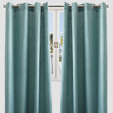 Raider Linen Blend Curtain Fabric - Solid Textured Chevron Pattern, Spa, 54" X 96" (2 Panels)