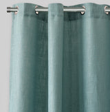 Raider Linen Blend Curtain Fabric - Solid Textured Chevron Pattern, Spa, 54" X 96" (2 Panels)