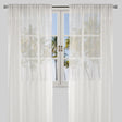 Ramona Polyester Fabric - Horizontal Stripe Net-Like Sheer, Ivory, 54" X 96", Rod Pocket (2 Panels)