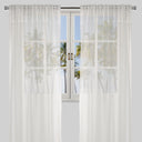 Ramona Polyester Fabric - Horizontal Stripe Net-Like Sheer, Ivory, 54" X 96", Rod Pocket (2 Panels)
