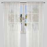 Ramona Polyester Fabric - Horizontal Stripe Net-Like Sheer, Ivory, 54" X 96", Rod Pocket (2 Panels)