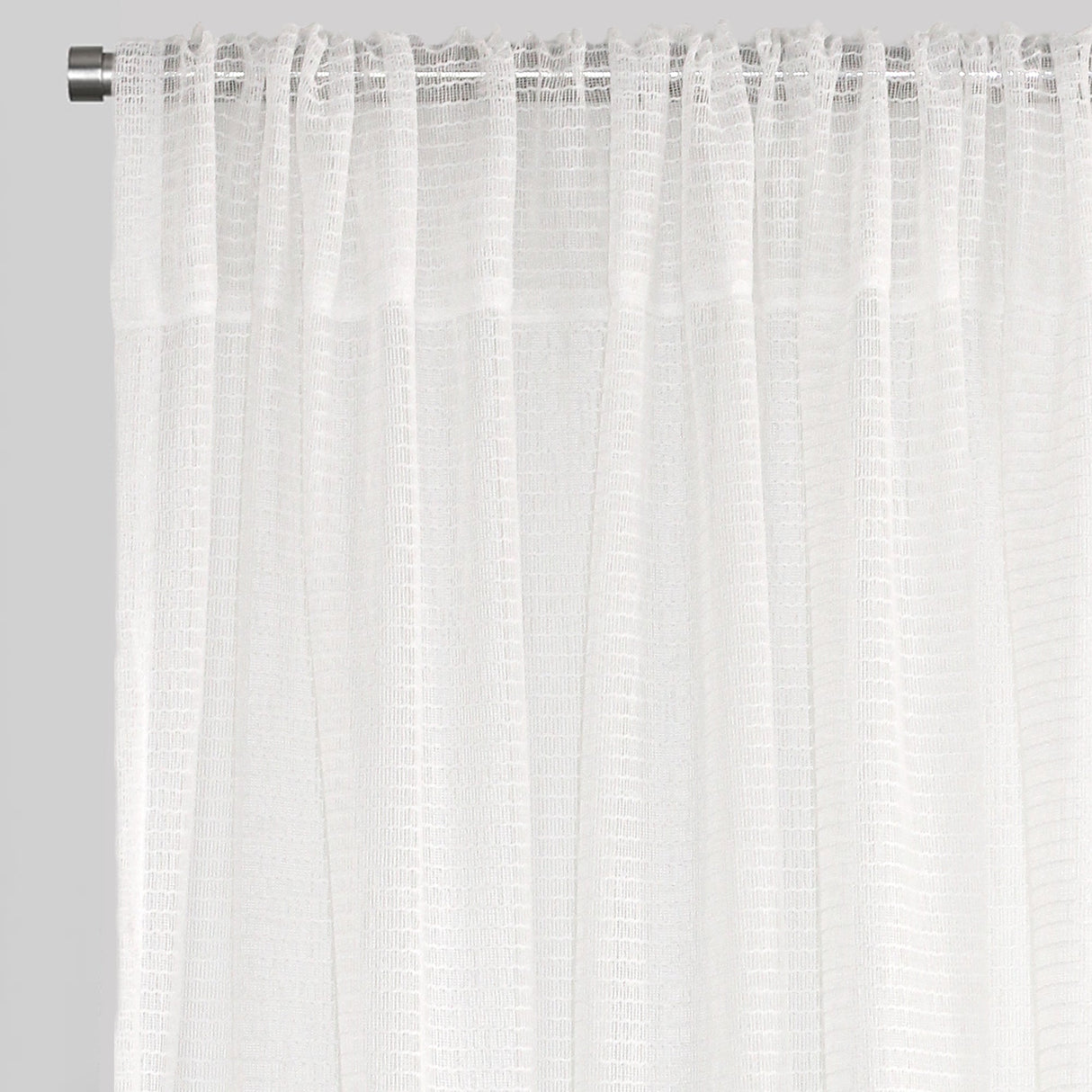 Ramona Polyester Fabric - Horizontal Stripe Net-Like Sheer, Ivory, 54" X 96", Rod Pocket (2 Panels)