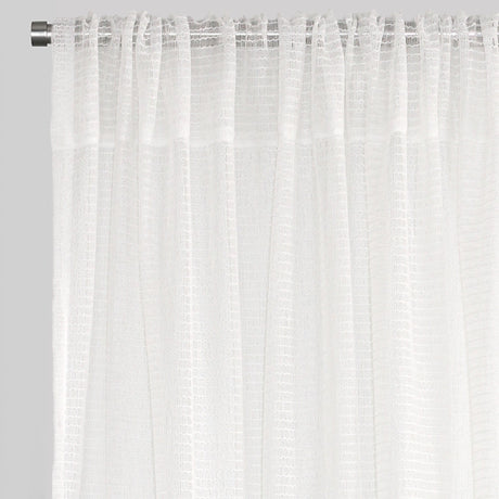Ramona Polyester Fabric - Horizontal Stripe Net-Like Sheer, Ivory, 54" X 96", Rod Pocket (2 Panels)