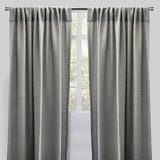 Reno Linen Look Polyester Fabric - Solid Textured Sky, 54" X 96", Rod Pocket (2 Panels)