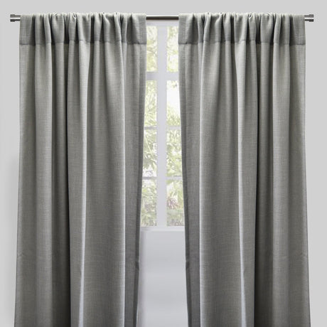 Reno Linen Look Polyester Fabric - Solid Textured Sky, 54" X 96", Rod Pocket (2 Panels)