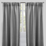 Reno Linen Look Polyester Fabric - Solid Textured Sky, 54" X 96", Rod Pocket (2 Panels)