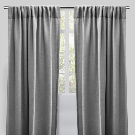 Reno Linen Look Polyester Fabric - Solid Textured Sky, 54" X 96", Rod Pocket (2 Panels)