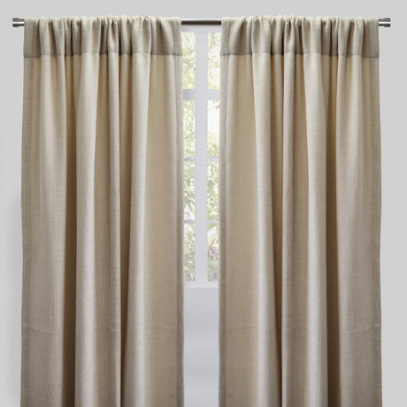 Reno Linen Look Polyester Fabric - Solid Textured Sky, 54" X 96", Rod Pocket (2 Panels)