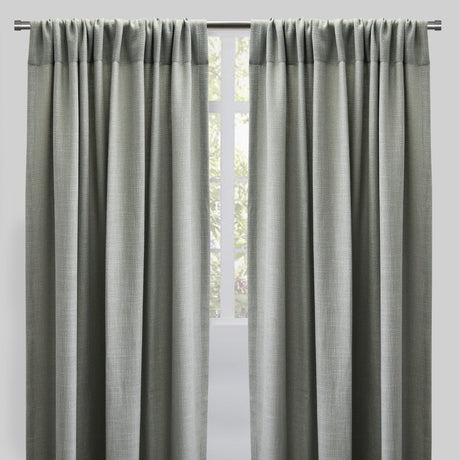 Reno Linen Look Polyester Fabric - Solid Textured Sky, 54" X 96", Rod Pocket (2 Panels)