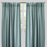 Reno Linen Look Polyester Fabric - Solid Textured Sky, 54" X 96", Rod Pocket (2 Panels)