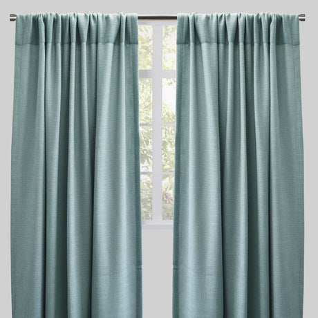 Reno Linen Look Polyester Fabric - Solid Textured Sky, 54" X 96", Rod Pocket (2 Panels)
