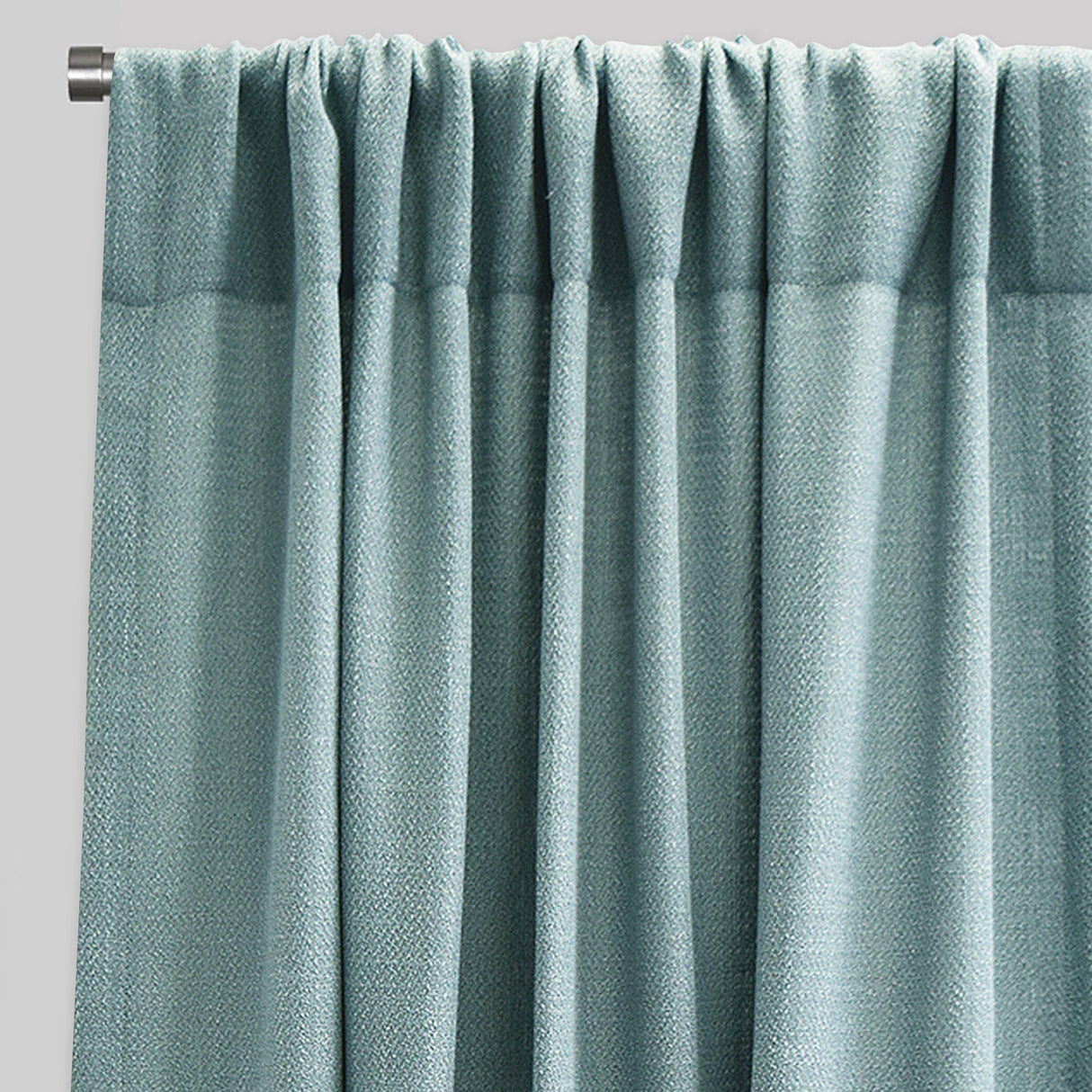 Reno Linen Look Polyester Fabric - Solid Textured Sky, 54" X 96", Rod Pocket (2 Panels)