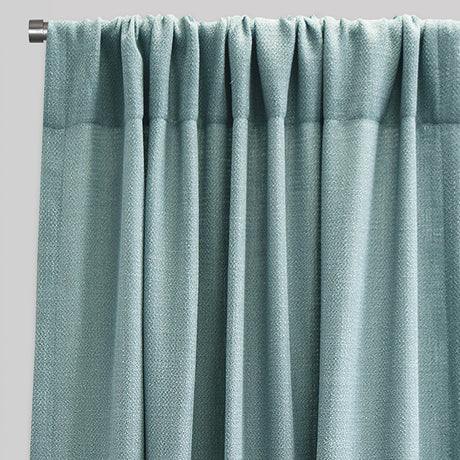 Reno Linen Look Polyester Fabric - Solid Textured Sky, 54" X 96", Rod Pocket (2 Panels)