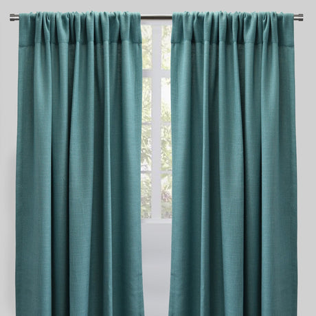 Reno Linen Look Polyester Fabric - Solid Textured Sky, 54" X 96", Rod Pocket (2 Panels)