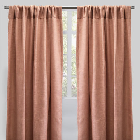 Reno Linen Look Polyester Fabric - Solid Textured Sky, 54" X 96", Rod Pocket (2 Panels)