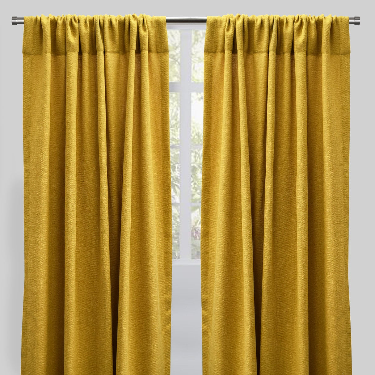 Reno Linen Look Polyester Fabric - Solid Textured Sky, 54" X 96", Rod Pocket (2 Panels)