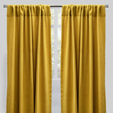 Reno Linen Look Polyester Fabric - Solid Textured Sky, 54" X 96", Rod Pocket (2 Panels)