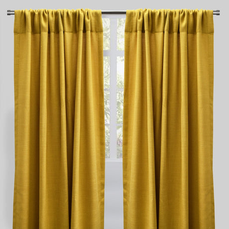 Reno Linen Look Polyester Fabric - Solid Textured Sky, 54" X 96", Rod Pocket (2 Panels)