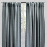 Reno Linen Look Polyester Fabric - Solid Textured Sky, 54" X 96", Rod Pocket (2 Panels)