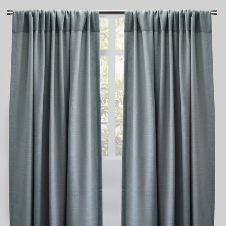 Reno Linen Look Polyester Fabric - Solid Textured Sky, 54" X 96", Rod Pocket (2 Panels)