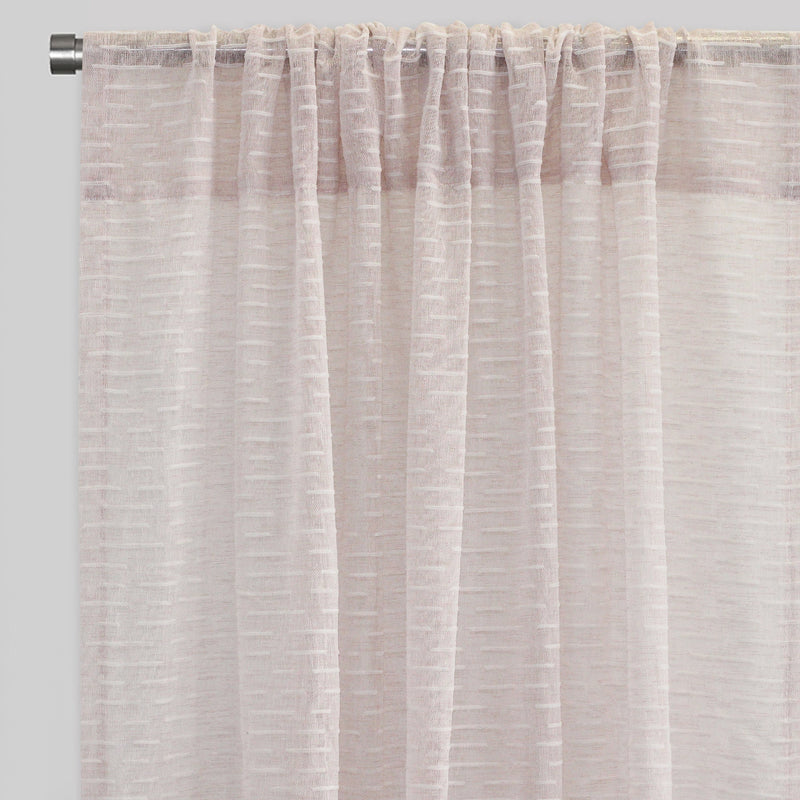 Revenue Curtain Panels Polyester Fabric - Horizontal Striped Embroidered Sheer, 54" Width X 96" Height, Rod Pocket (2 Panels)