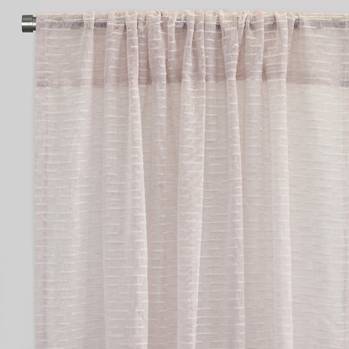 Revenue Curtain Panels Polyester Fabric - Horizontal Striped Embroidered Sheer, 54" Width X 96" Height, Rod Pocket (2 Panels)
