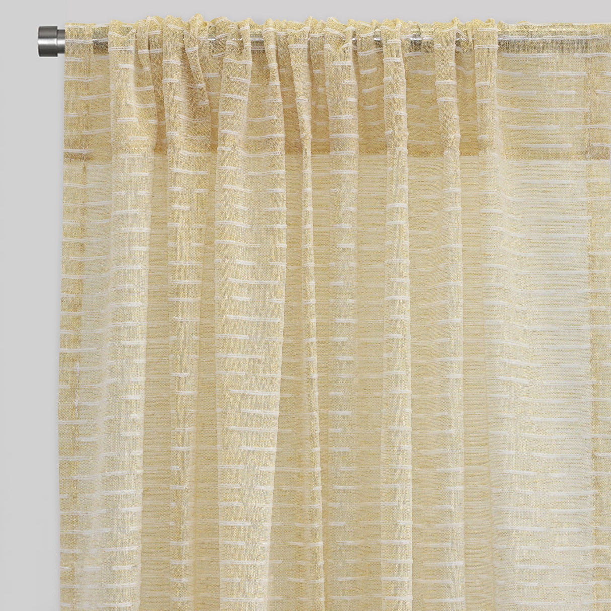 Revenue Curtain Panels Polyester Fabric - Horizontal Striped Embroidered Sheer, 54" Width X 96" Height, Rod Pocket (2 Panels)