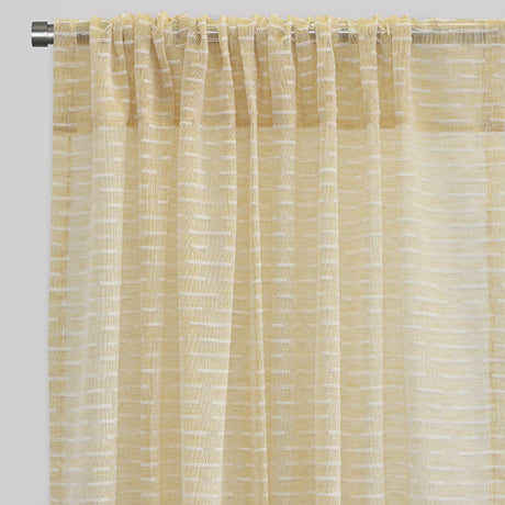 Revenue Curtain Panels Polyester Fabric - Horizontal Striped Embroidered Sheer, 54" Width X 96" Height, Rod Pocket (2 Panels)