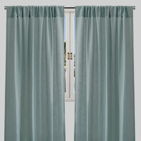 Ronan Curtain Panels Polyester Fabric - Solid Textured Linen Look Sheer, 54" Width X 84" Height, Rod Pocket (1 Pair)
