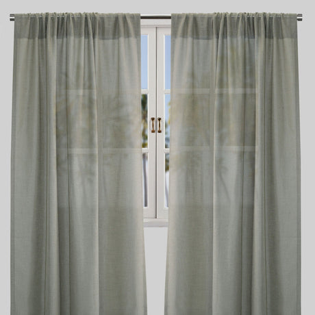 Ronan Curtain Panels Polyester Fabric - Solid Textured Linen Look Sheer, 54" Width X 84" Height, Rod Pocket (1 Pair)