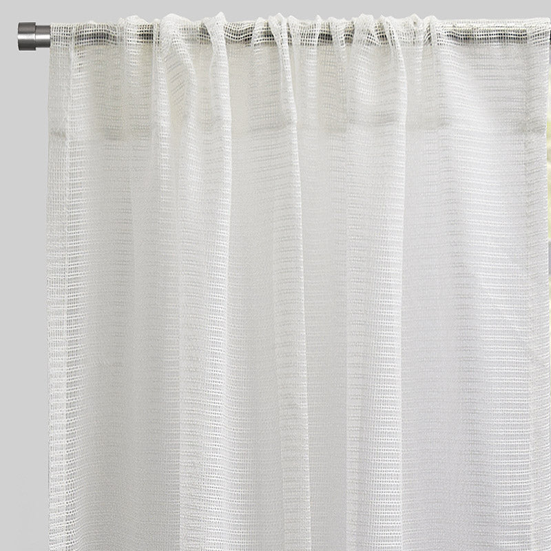 Ruby Polyester Fabric - Striped Shiny Sheer, 54" Width X 96" Height, Rod Pocket (2 Panels)