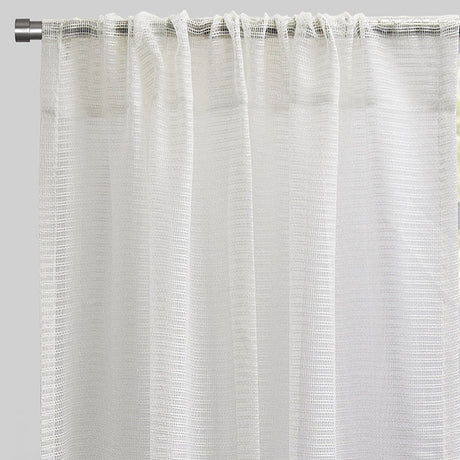 Ruby Polyester Fabric - Striped Shiny Sheer, 54" Width X 96" Height, Rod Pocket (2 Panels)