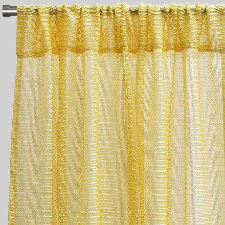 Ruby Polyester Fabric - Striped Shiny Sheer, 54" Width X 96" Height, Rod Pocket (2 Panels)