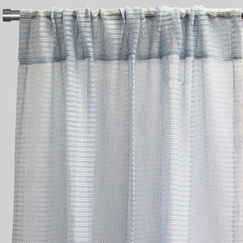 Ruby Polyester Fabric - Striped Shiny Sheer, 54" Width X 96" Height, Rod Pocket (2 Panels)