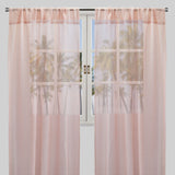 Ruby Polyester Fabric - Striped Shiny Sheer, 54" Width X 96" Height, Rod Pocket (2 Panels)