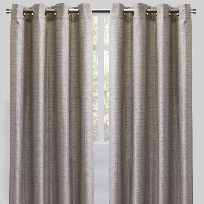 Sabrina Curtain Panels Linen Fabric - Solid Metallic Flax, 54X96, Grommet (1 Pair)