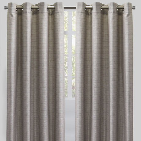 Sabrina Curtain Panels Linen Fabric - Solid Metallic Flax, 54X96, Grommet (1 Pair)