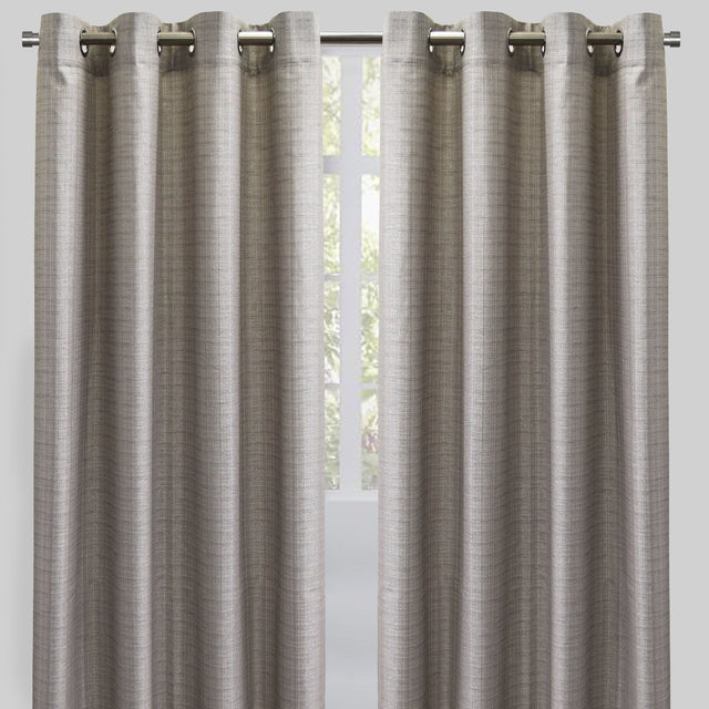 Sabrina Curtain Panels Linen Fabric - Solid Metallic Flax, 54X96, Grommet (1 Pair)
