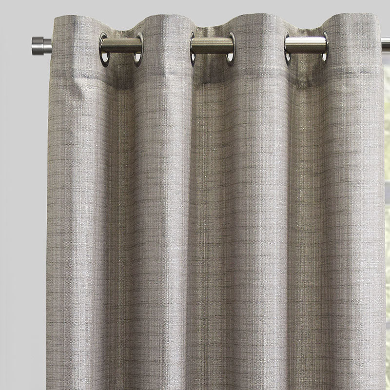 Sabrina Curtain Panels Linen Fabric - Solid Metallic Flax, 54X96, Grommet (1 Pair)