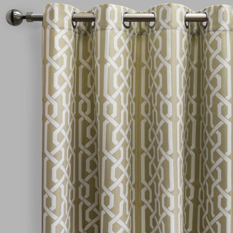 Samba Geometric Jacquard Polyester Fabric - Ivory, Pewter, Room Darkening, 54" X 96" (Sold By The Pair)