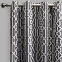 Samba Geometric Jacquard Polyester Fabric - Ivory, Pewter, Room Darkening, 54" X 96" (Sold By The Pair)