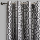 Samba Geometric Jacquard Polyester Fabric - Ivory, Pewter, Room Darkening, 54" X 96" (Sold By The Pair)