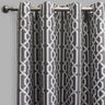 Samba Geometric Jacquard Polyester Fabric - Ivory, Pewter, Room Darkening, 54" X 96" (Sold By The Pair)